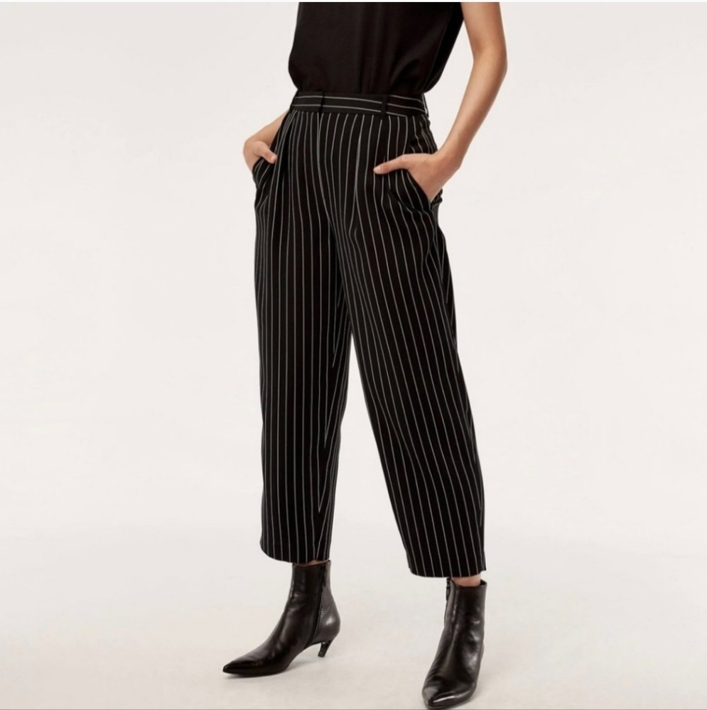 Aritzia Babaton Modesto Black Pinstripe Women's Pants